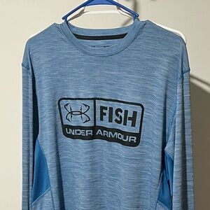 Under Armour Fish Light Blue HeatGear Sun Shirt